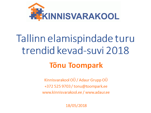 Tallinna elamispindade turu trendid kevad-suvi 2018