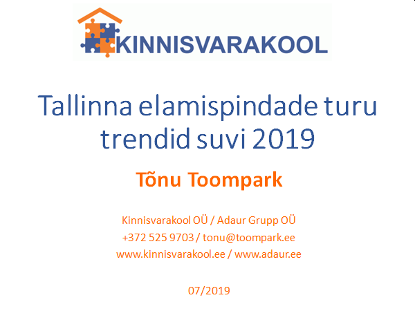 Tallinna elamispindade turu trendid suvi 2019