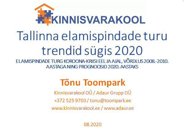 Tallinn elamispindade turu trendid suvi-sügis 2020