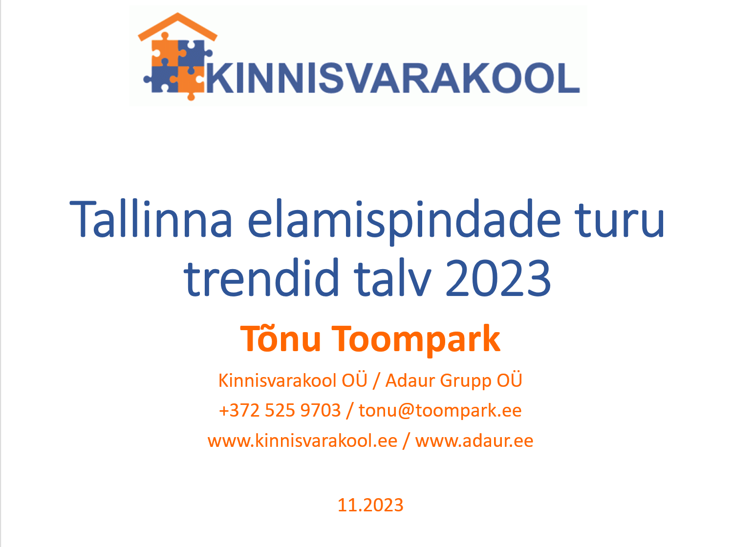 Tallinna elamispindade turu trendid talv 2023