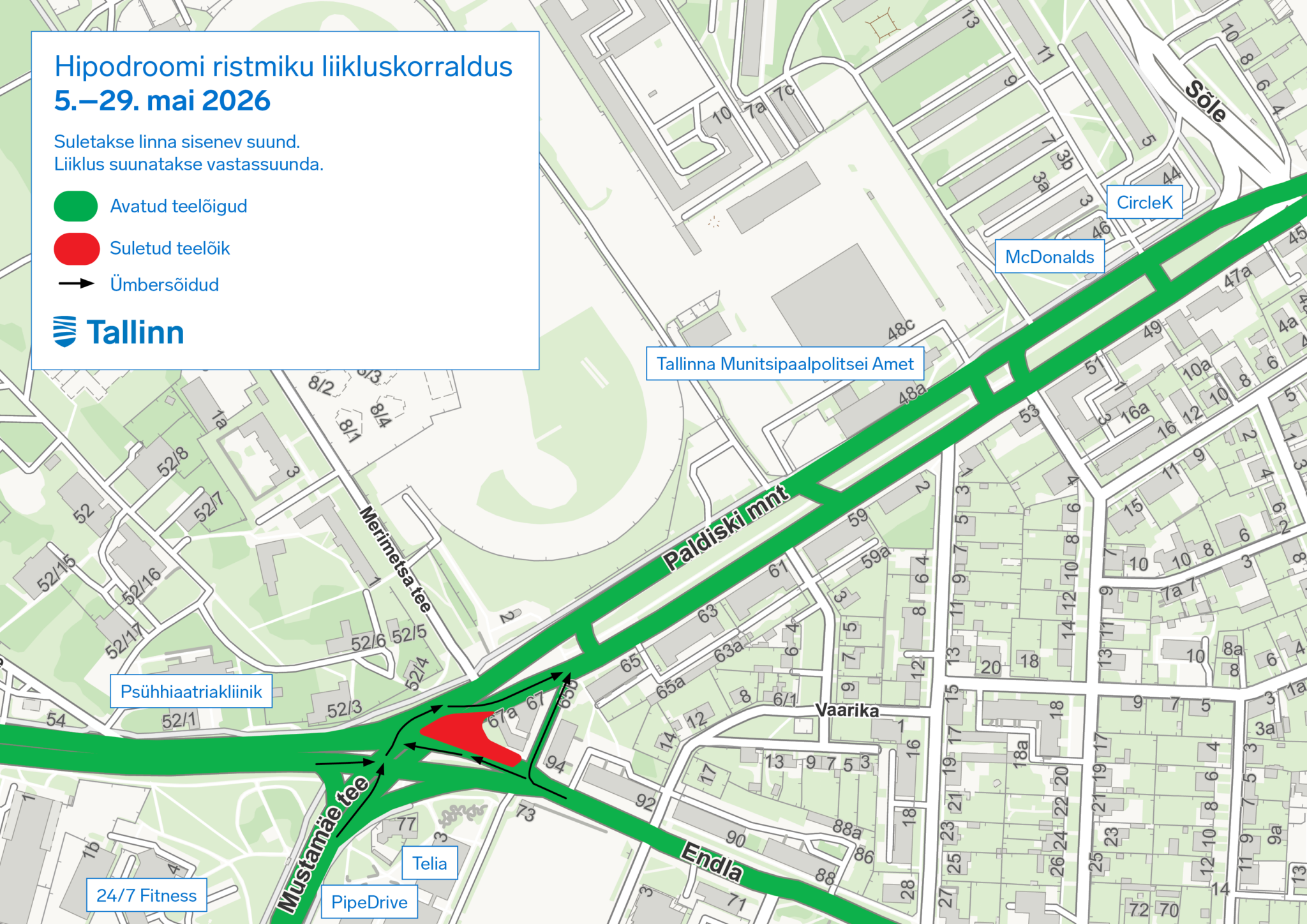 260423 Hipodroomi ristmiku ümberehitus algab 5. mail