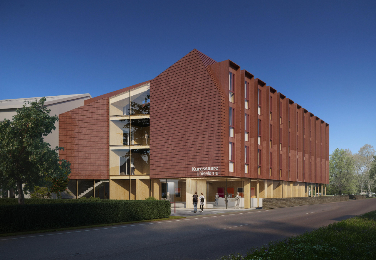 260515 Kuressaare Ametikooli uue õpilaskodu ja hooviala arhitektuurivõistluse võitis Kuu OÜ arhitektide ideekavand 3